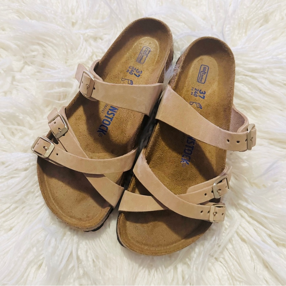 NEW | Franca Soft Footbed Nubuck Leather Sandals | Sandcastle - Picture 2 of 8
